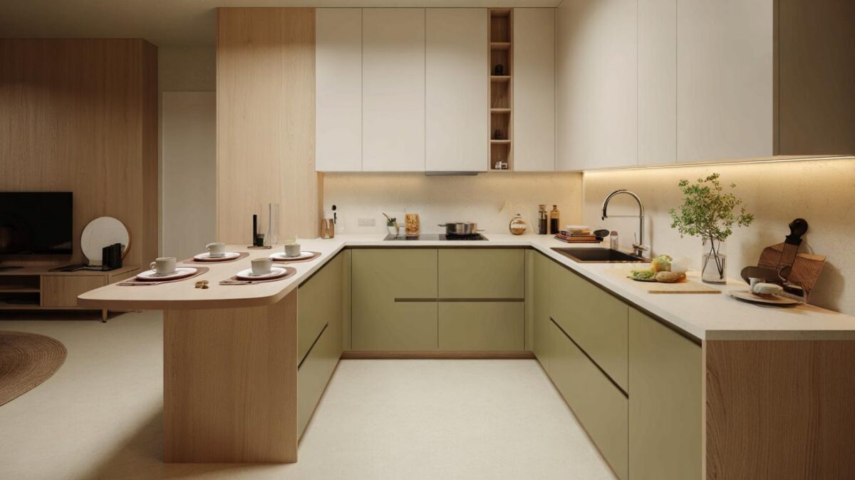 Adiós a la isla: la península con mesa integrada que a miles de familias les ahorra 2 m² cada día