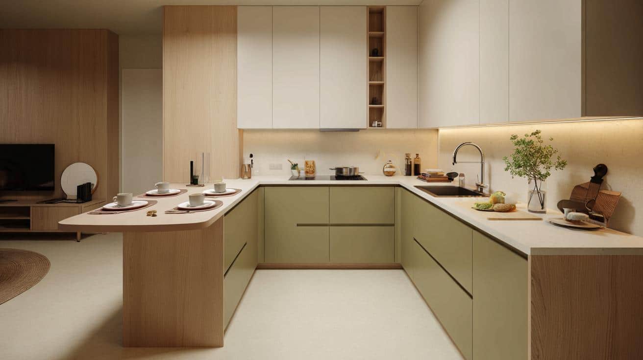 Adiós a la isla: la península con mesa integrada que a miles de familias les ahorra 2 m² cada día