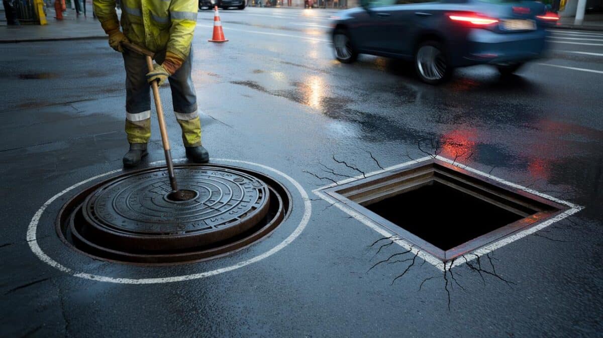 Si hoy sales a la calle, mira al suelo: 3 razones por las que las tapas son redondas y no cuadradas